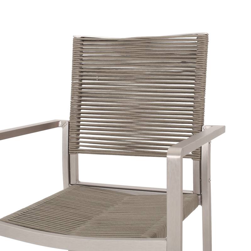 Peridot Outdoor Modern 4 Seater Aluminum Dining Set with Tempered Glass Table Top by Christopher Knight Home
