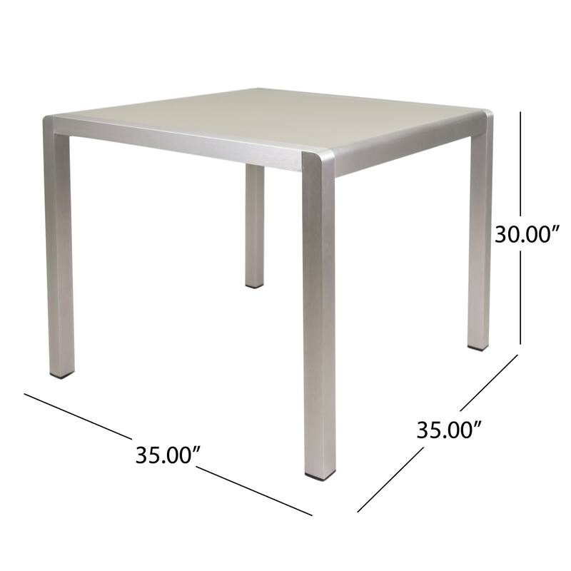 Peridot Outdoor Modern 4 Seater Aluminum Dining Set with Tempered Glass Table Top by Christopher Knight Home