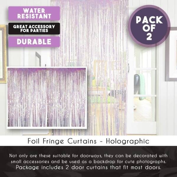 Party Decorations - 3-Pack of 8x3.2 Feet Foil Fringe Streamers Curtains  Purple