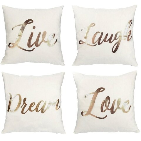 Porch & Den Royal Villa Gold Live Laugh Love Dream Throw Pillow Covers (Set of 4)