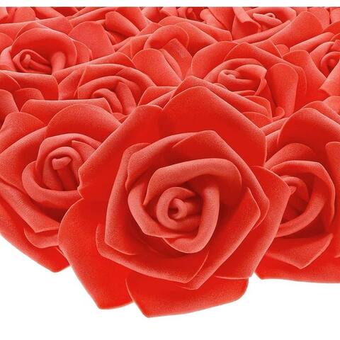 100PCS Artificial Rose Flower Heads Bulk Wedding Baby Showers Crafts, Red, 3"