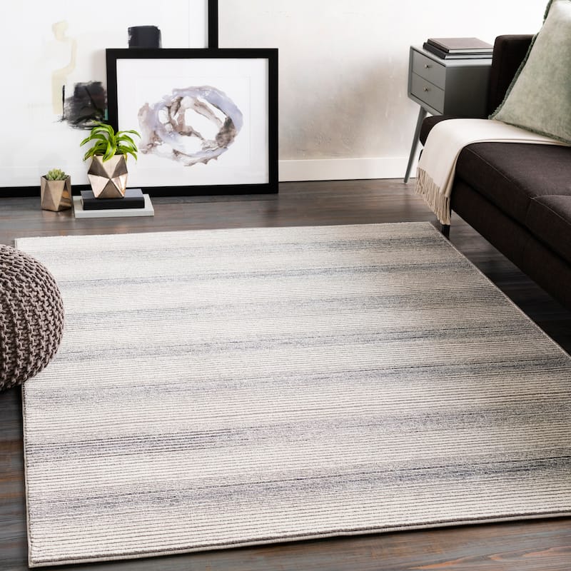 Edmond Boho Industrial Striped Area Rug - Grey - 2' x 3'