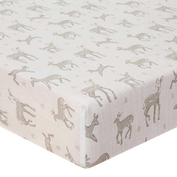 slide 2 of 4, Forest Friends Fitted Sheet (Deer Print) - N/A