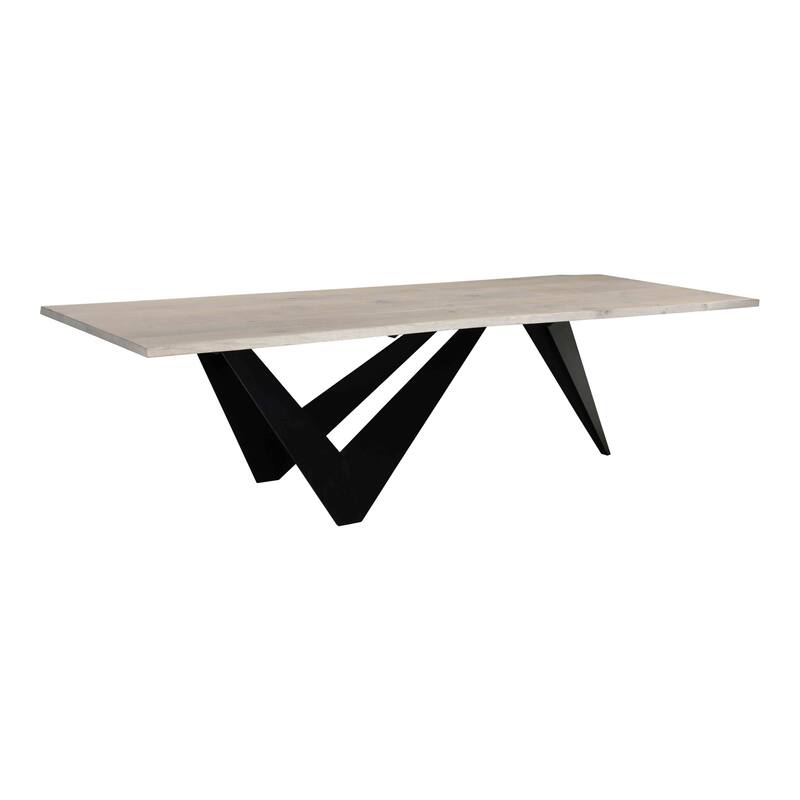 Aurelle Home Live Edge Solid Oak and Iron Modern Dining Table