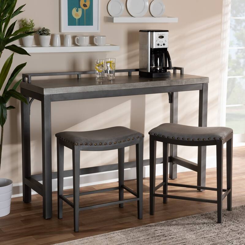 Noll Modern and Contemporary Upholstered 3-Piece Counter Table Set