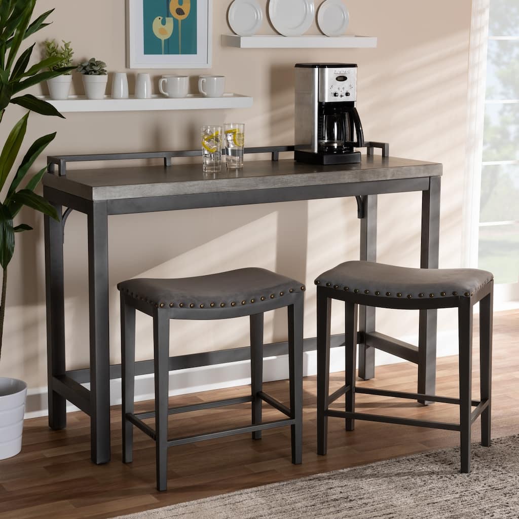 Noll Modern and Contemporary Upholstered 3-Piece Counter Table Set