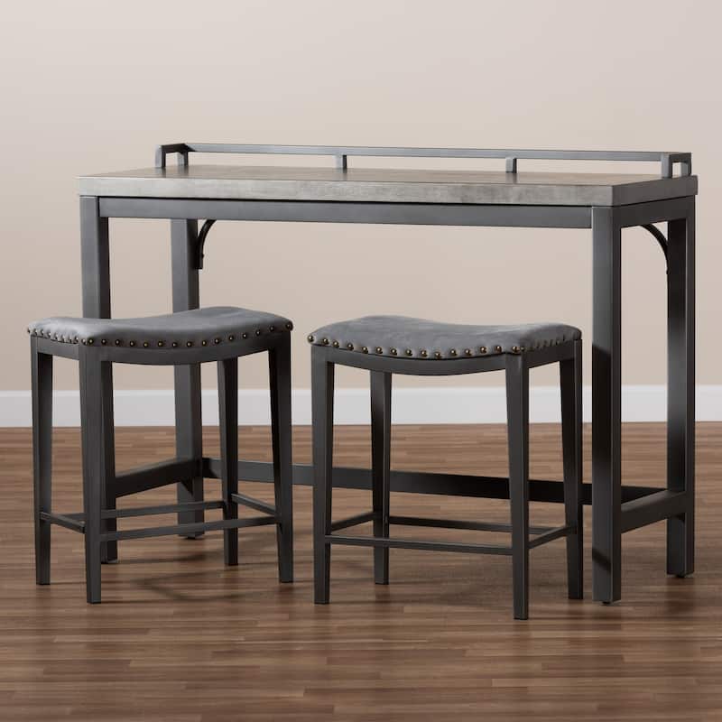 Noll Modern and Contemporary Upholstered 3-Piece Counter Table Set