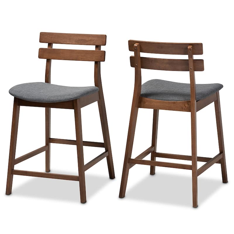Carson Carrington Bankeryd Upholstered 2-piece Counter Stool Set - Dark Grey and Walnut