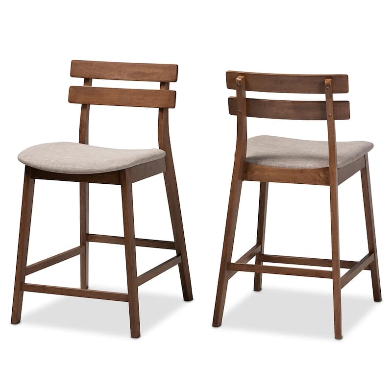 Carson Carrington Bankeryd Upholstered 2-piece Counter Stool Set - Light Grey and Walnut