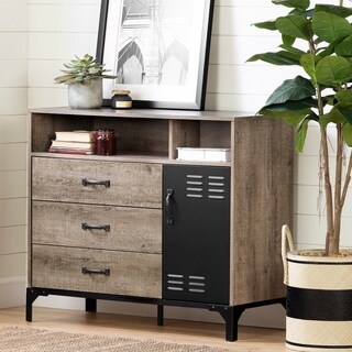 South Shore Furniture South Shore Valet 3-Drawer Buffet (Weathered Oak and Matte Black)