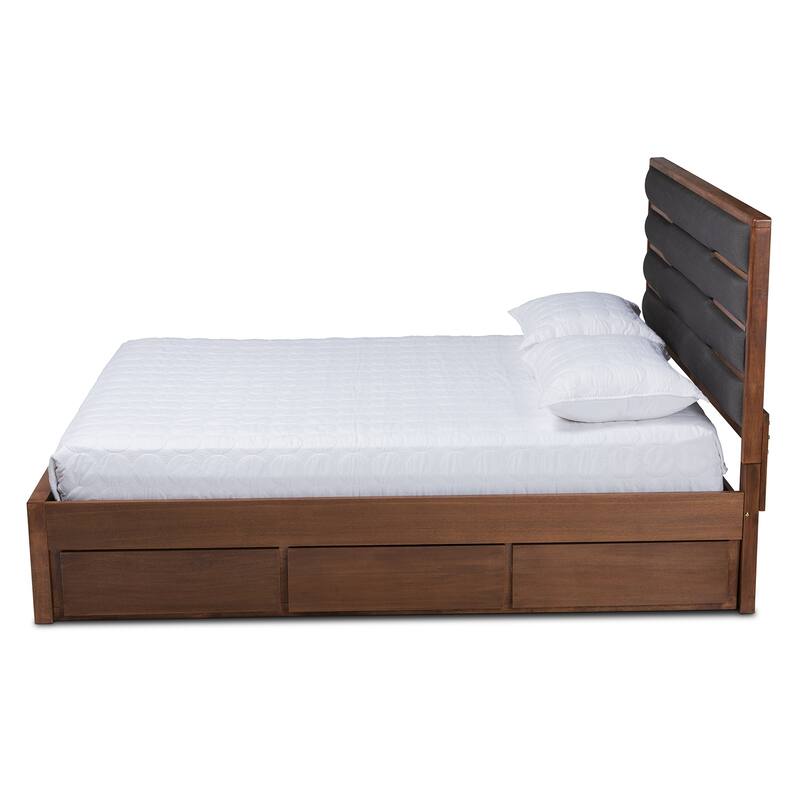 Elin Modern and Contemporary Upholstered and Wood Platform Storage Bed