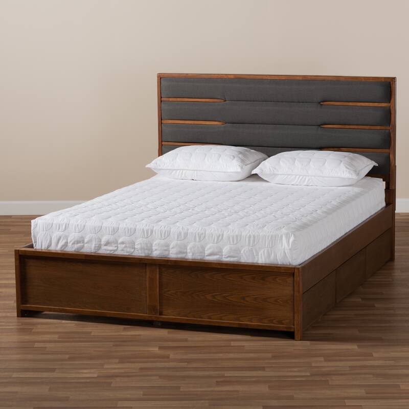 Elin Modern and Contemporary Upholstered and Wood Platform Storage Bed