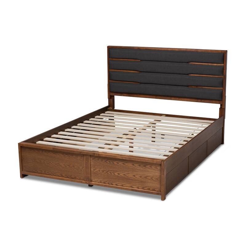Elin Modern and Contemporary Upholstered and Wood Platform Storage Bed