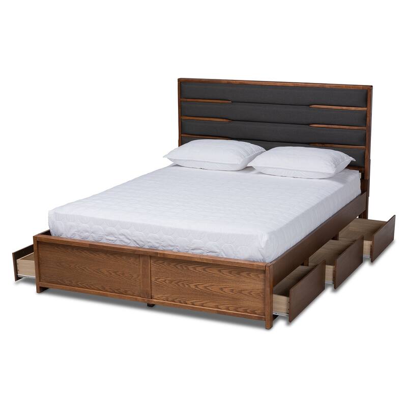 Elin Modern and Contemporary Upholstered and Wood Platform Storage Bed