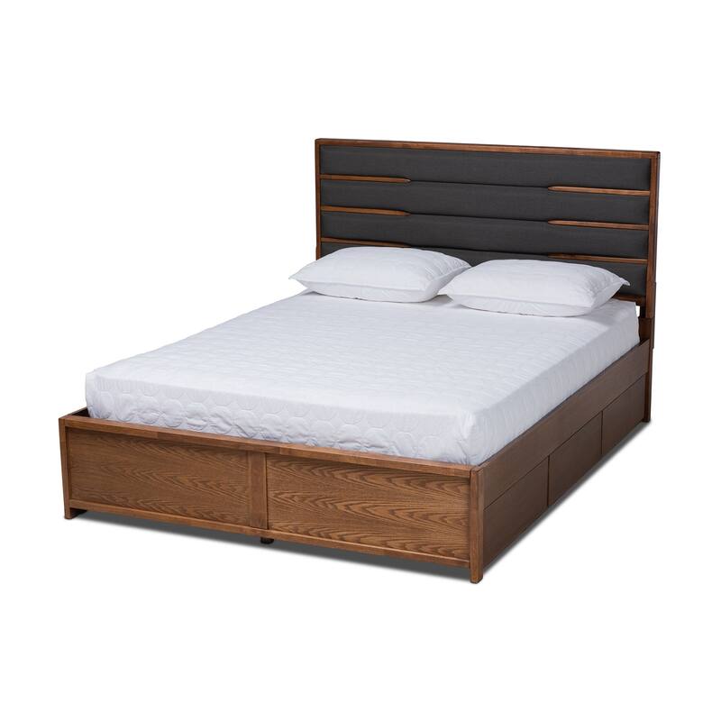 Elin Modern and Contemporary Upholstered and Wood Platform Storage Bed - Queen