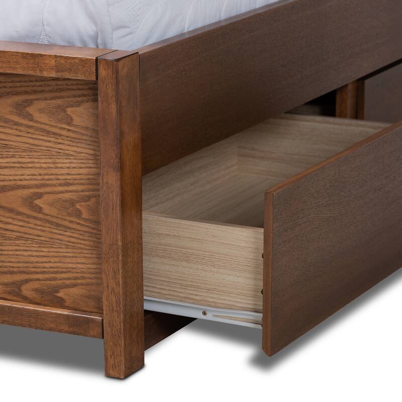 Elin Modern and Contemporary Upholstered and Wood Platform Storage Bed