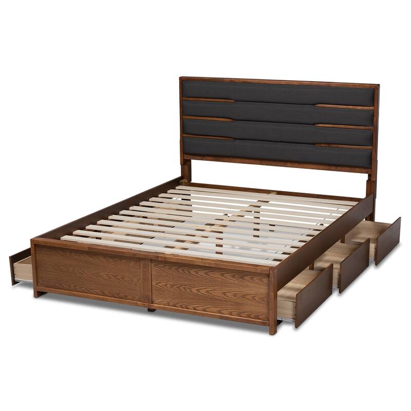 Elin Modern and Contemporary Upholstered and Wood Platform Storage Bed