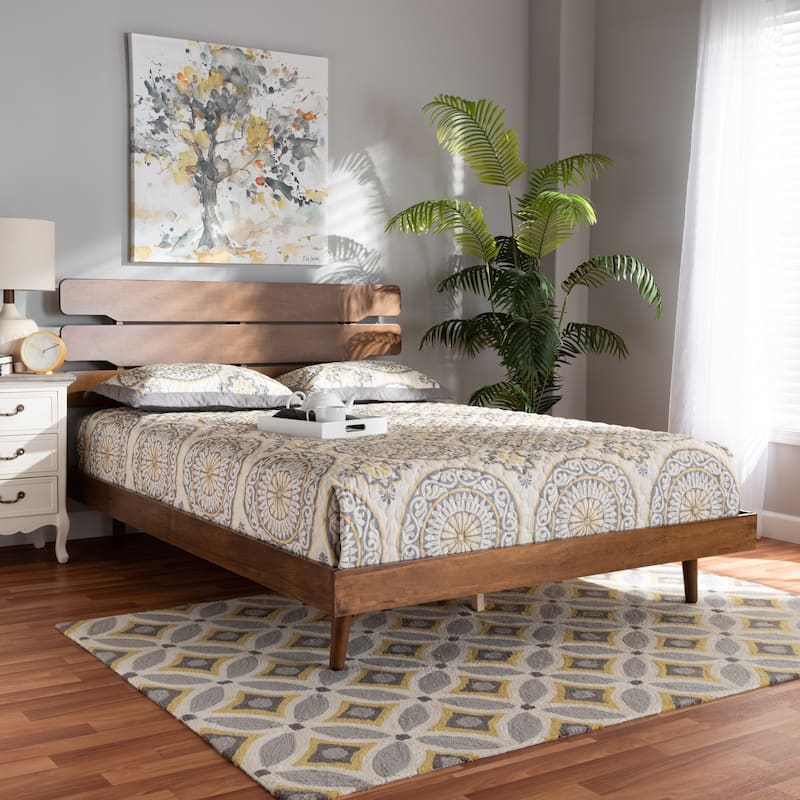 Anzia Mid-Century Modern Wood Platform bed