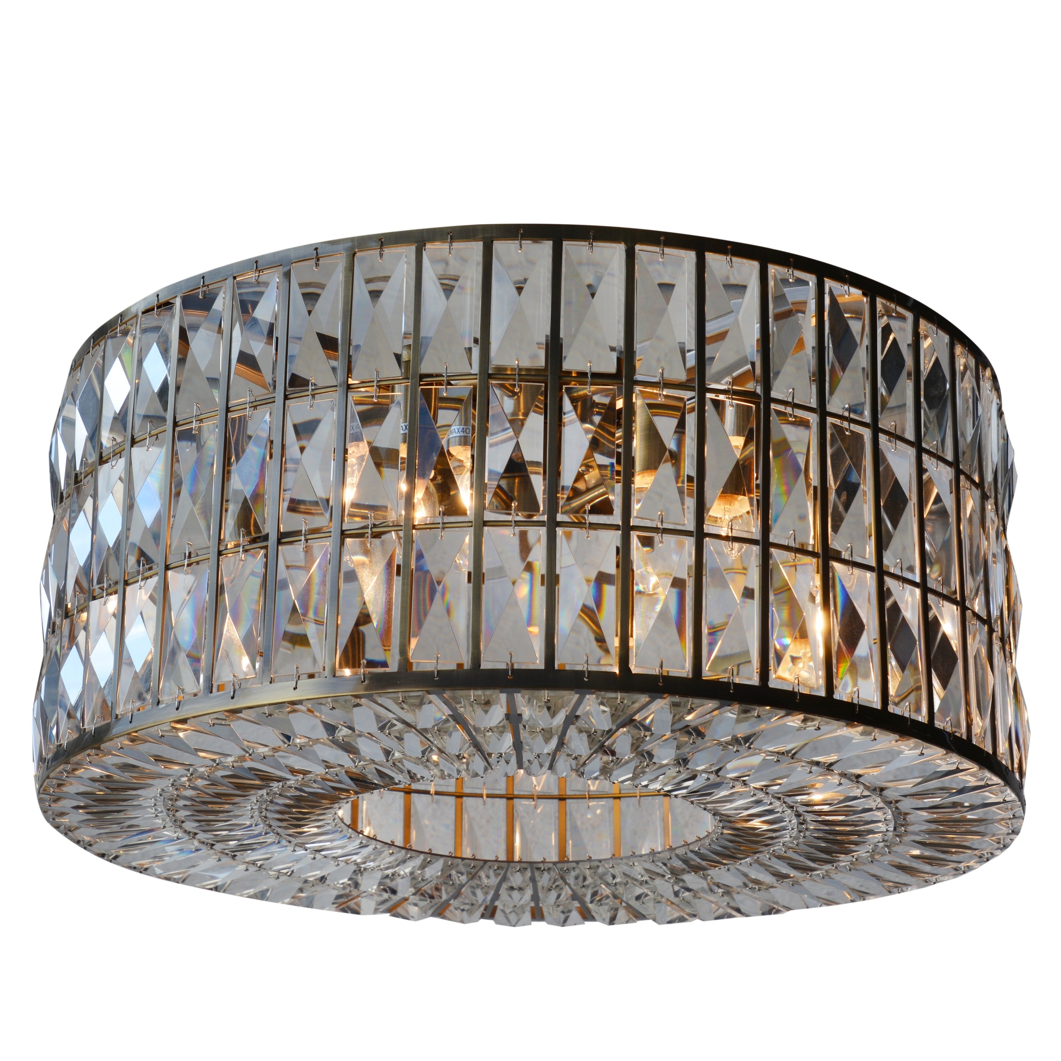 The Monroe Round Clear Crystal Chandelier, Flush, Antique Brass - N/A - Chandeliers For Bedrooms by Overstock.com