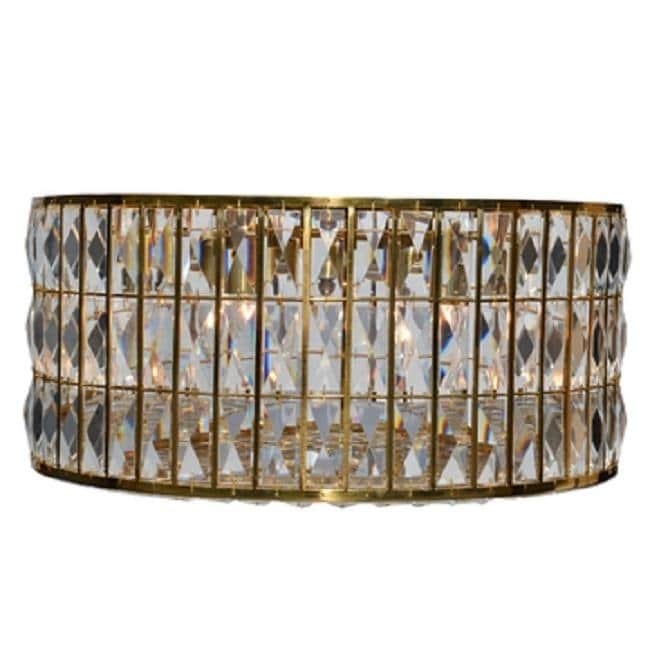 The Monroe Round Clear Crystal Chandelier, Flush, Brass - N/A - Chandeliers For Bedrooms by Overstock.com