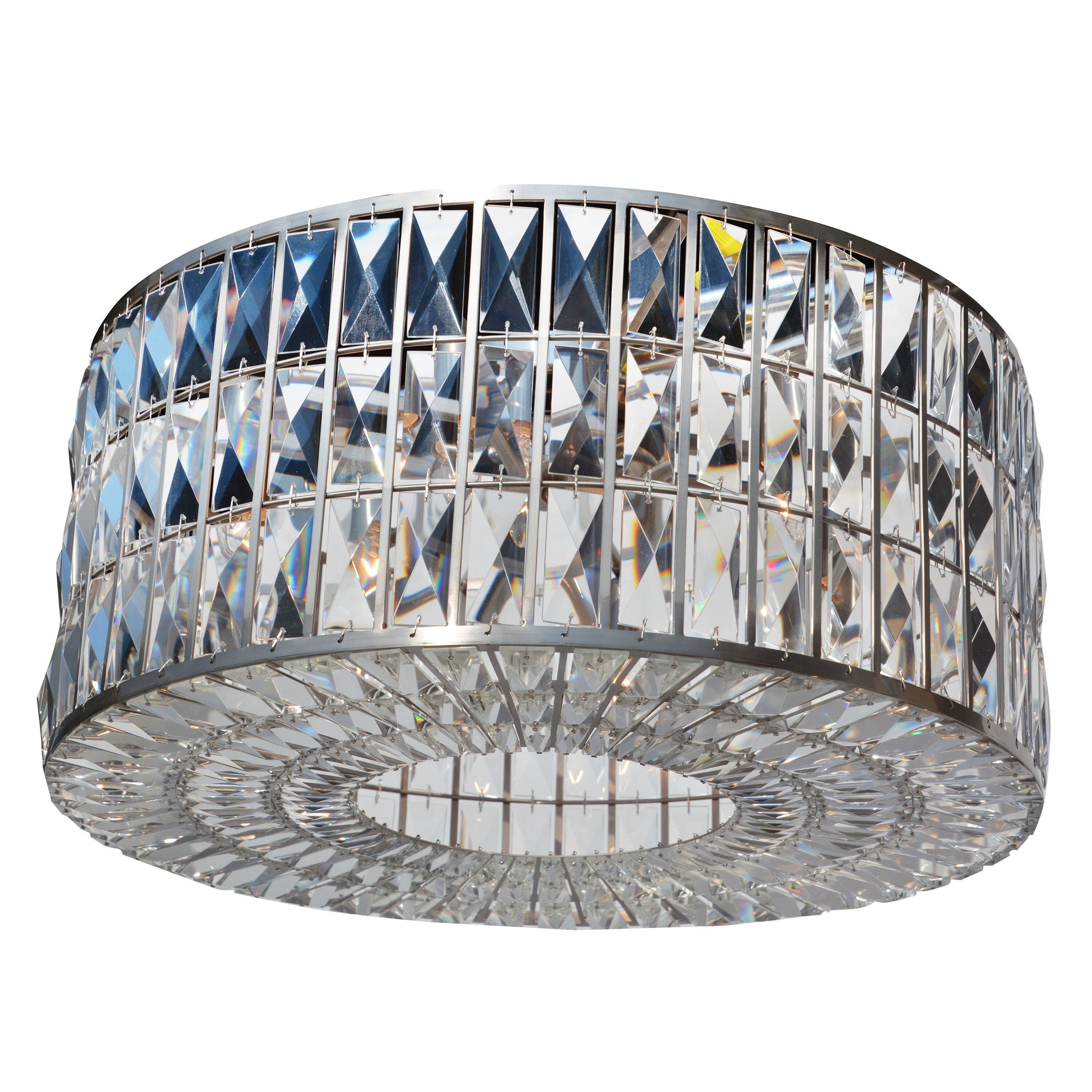 The Monroe Round Clear Crystal Chandelier, Flush, Brushed Nickel - Chandeliers For Bedrooms by Overstock.com