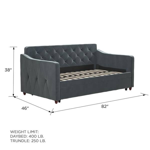 The Novogratz Vintage Upholstered Daybed and Trundle Set Bed Bath