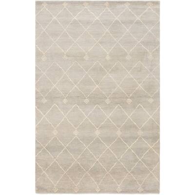 Hand-knotted Tangier Green Wool Rug