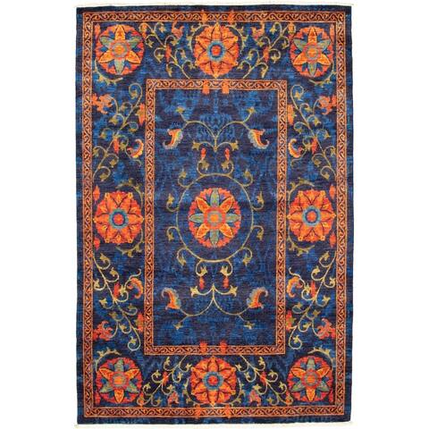Hand-knotted Signature Collection Navy Wool Rug