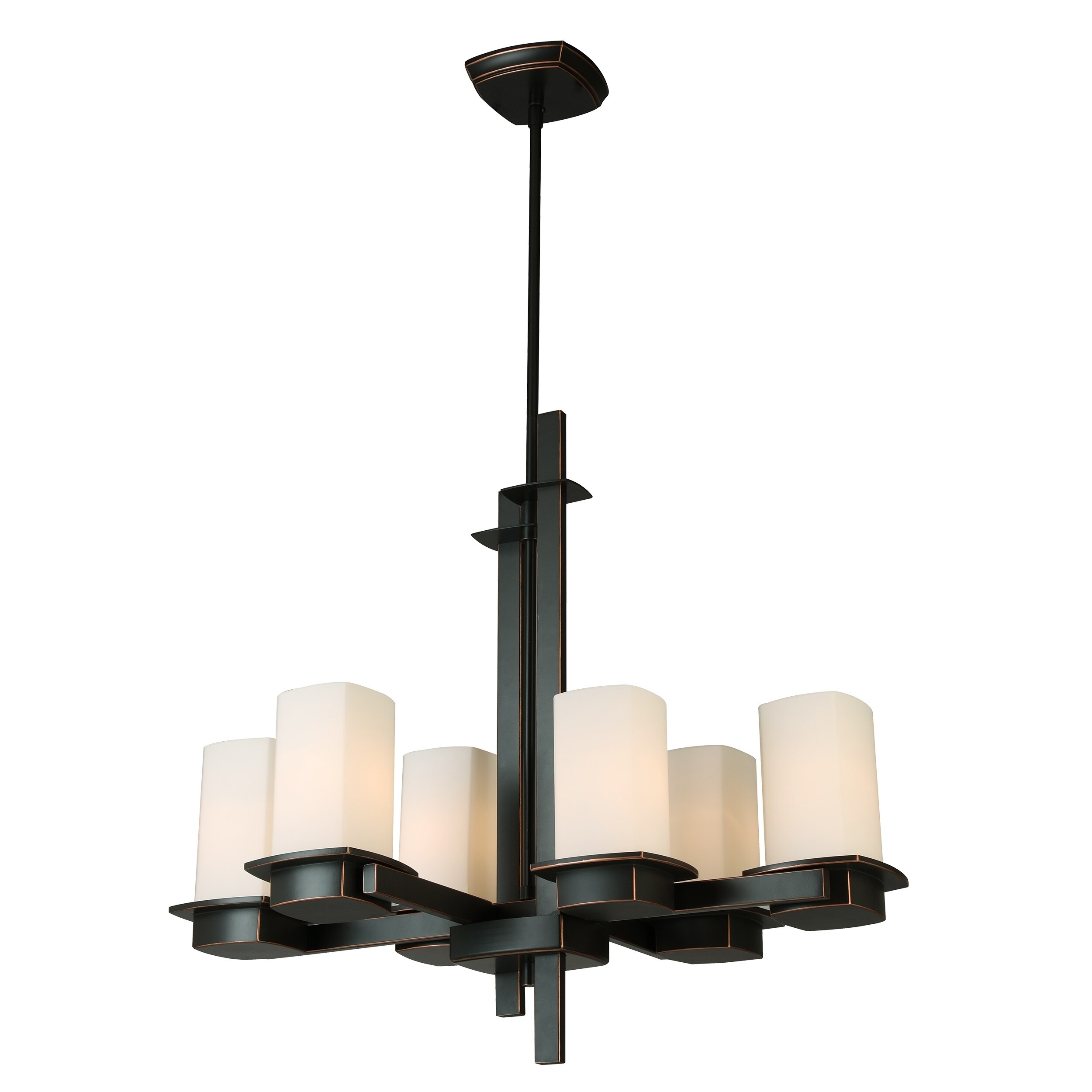 Eglo Vlacker 6-Light Chandelier w/ Oil-Rubbed Bronze Finish & Frosted Opal Glass - Chandeliers For Bedrooms by Overstock.com
