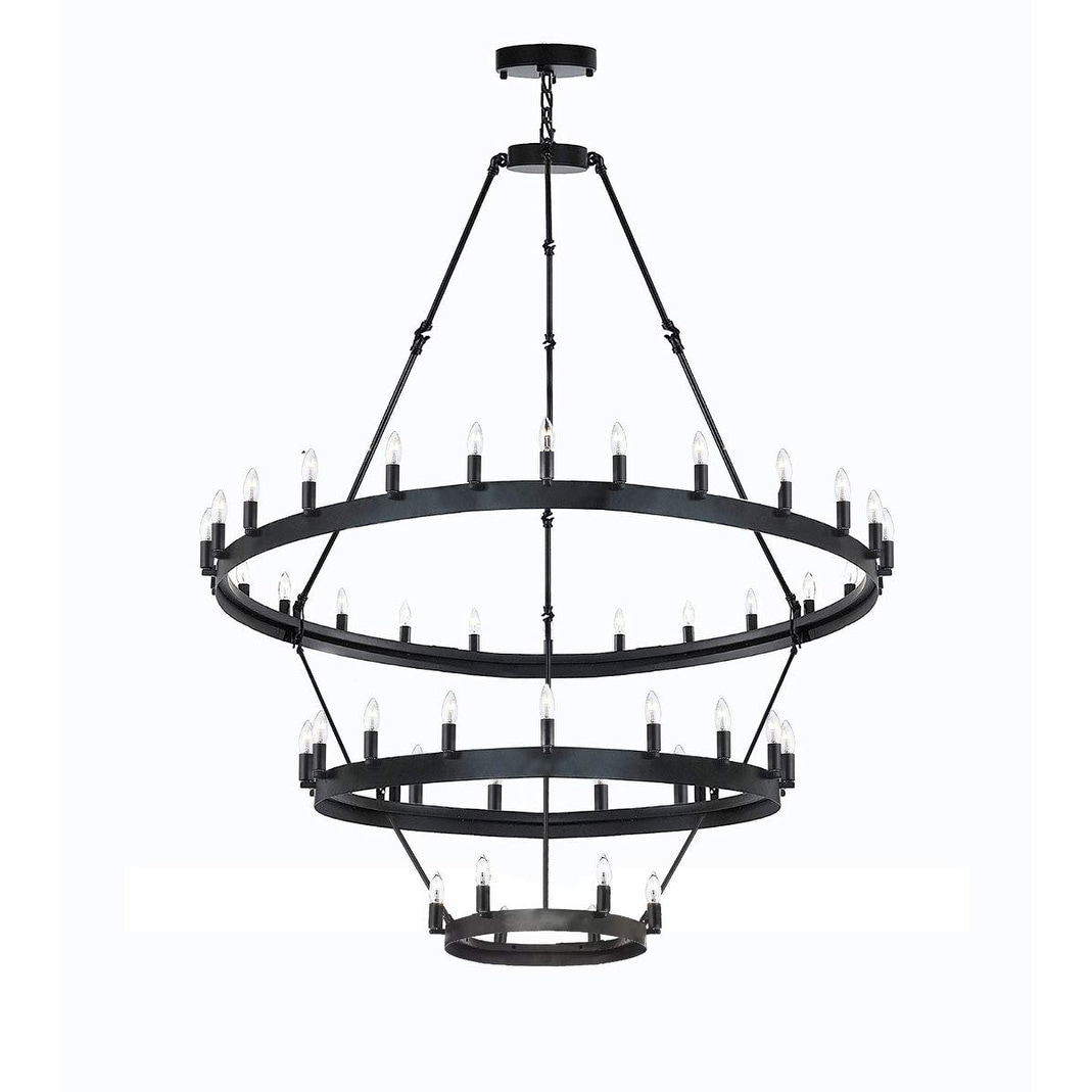 Iron Vintage Barn Metal Castile Three Tier Chandelier Industrial - N/A - Chandeliers For Bedrooms by Overstock.com