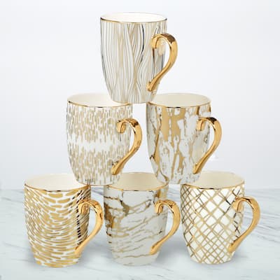 Certified International Matrix Gold Plated Mugs, Set of 6