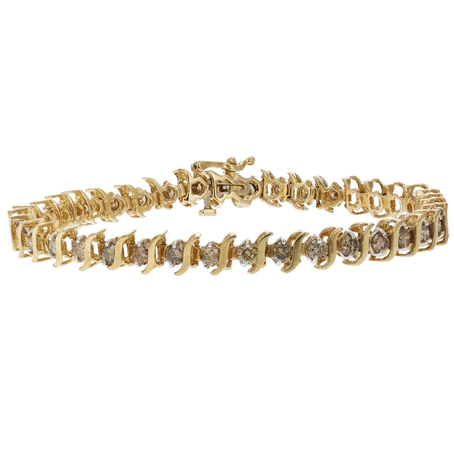 4 Cttw Champagne Diamond Bracelet 10k Yellow Gold 4 Cttw Champagne Diamond Bracelet