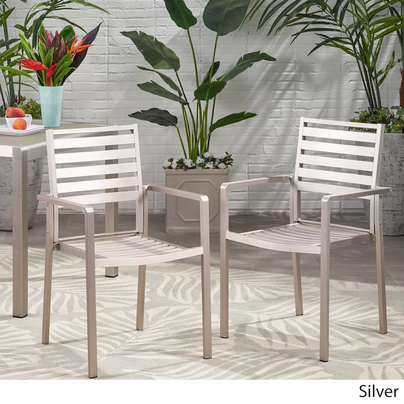 Cape Coral Aluminum Modern Outdoor Dining Chair (Set of 2) by Christopher Knight Home