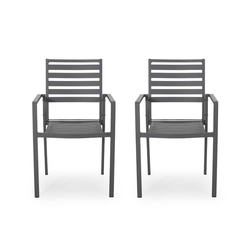 Cape Coral Aluminum Modern Outdoor Dining Chair (Set of 2) by Christopher Knight Home