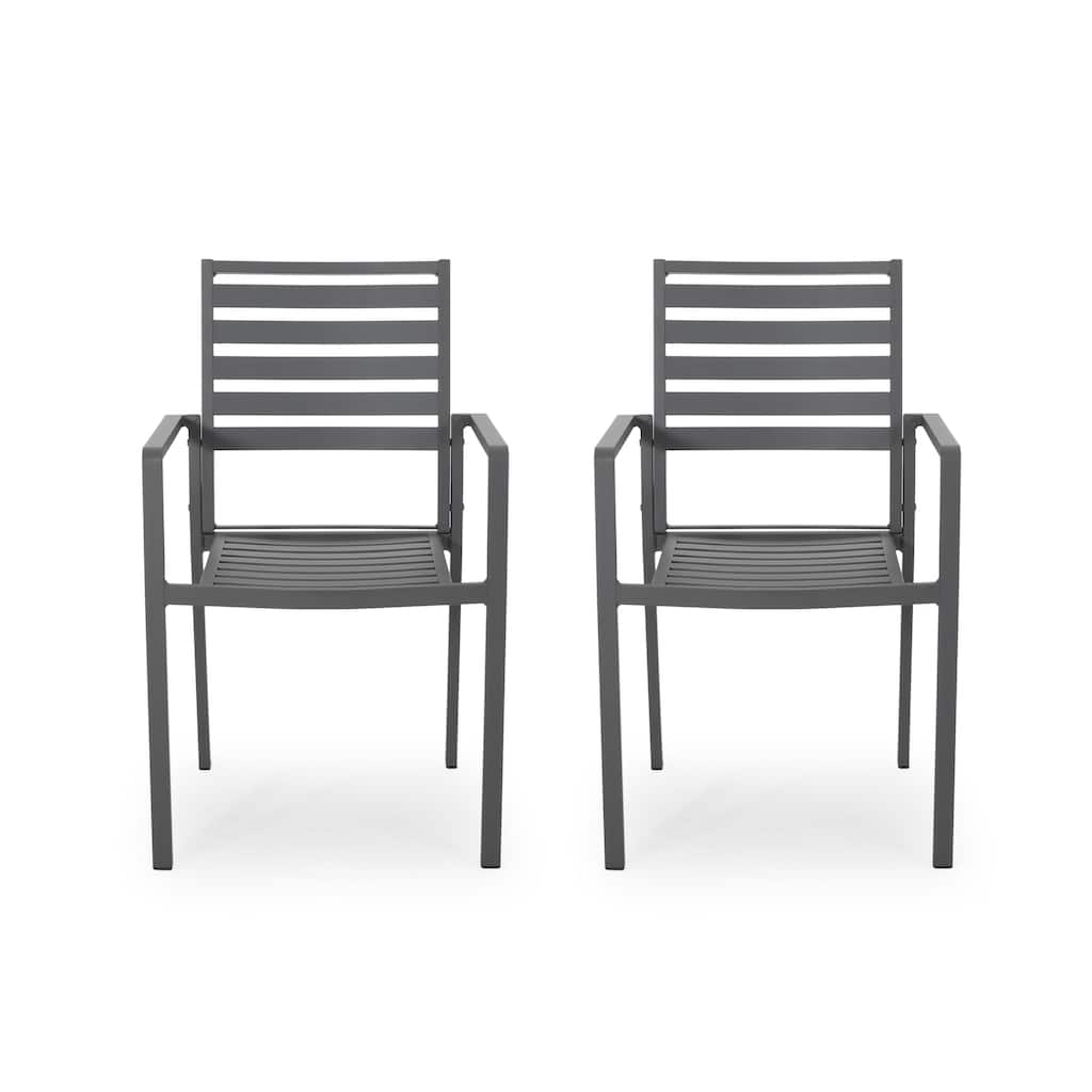 Cape Coral Aluminum Modern Outdoor Dining Chair (Set of 2) by Christopher Knight Home
