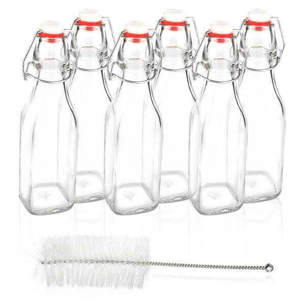 Jucoan 10 Pack 8.5 Oz Clear Swing Top Glass Bottles, Glass Brewing