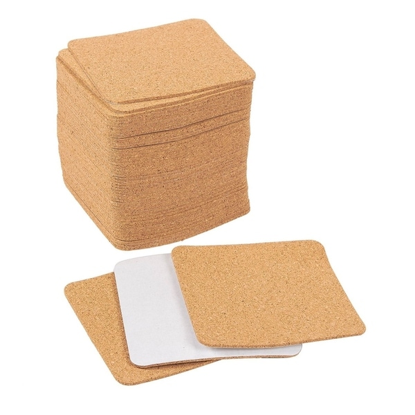 Round 4x 4 Cork Backing Sheets Mini Wall Cork Tiles for Coasters and DIY Crafts 60 Pack Self-Adhesive Cork Round Squares 