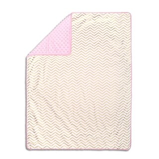 The Peanutshell Pink & Gold Chevron Pompom Blanket