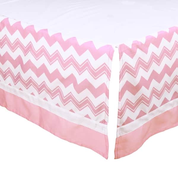 slide 1 of 1, The Peanut Shell Chevron Tailored Crib Dust Ruffle in Pink