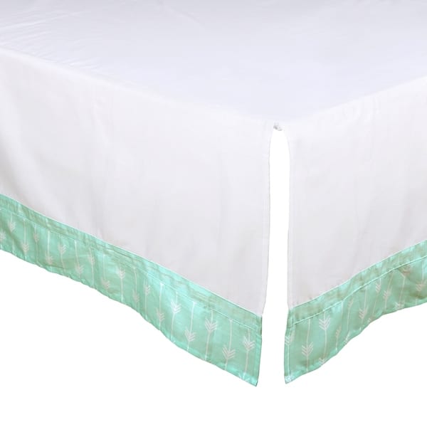 slide 1 of 1, The Peanut Shell Arrow Print Tailored Crib Dust Ruffle in Mint