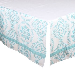 The Peanut Shell Medallion Tailored Crib Dust Ruffle in Teal