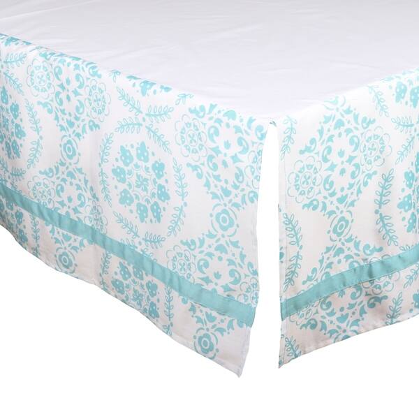 slide 1 of 1, The Peanut Shell Medallion Tailored Crib Dust Ruffle in Teal