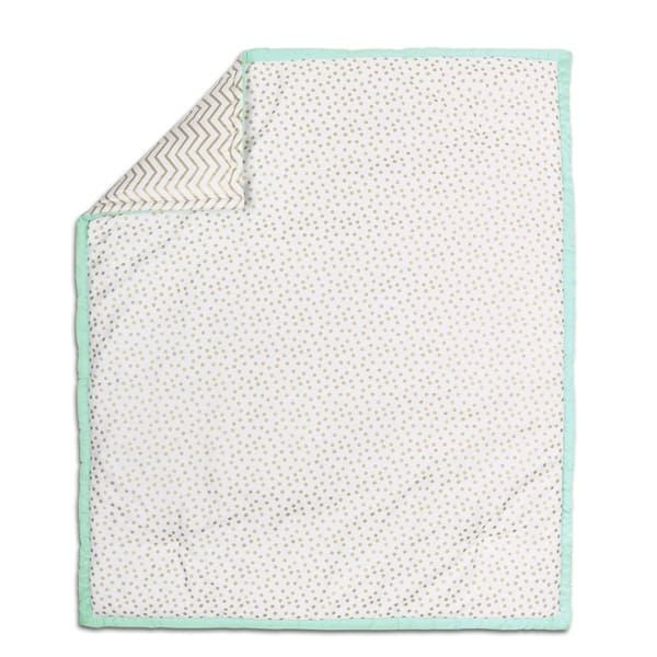 slide 1 of 1, The Peanut Shell Confetti Cotton Quilt in Mint/Gold