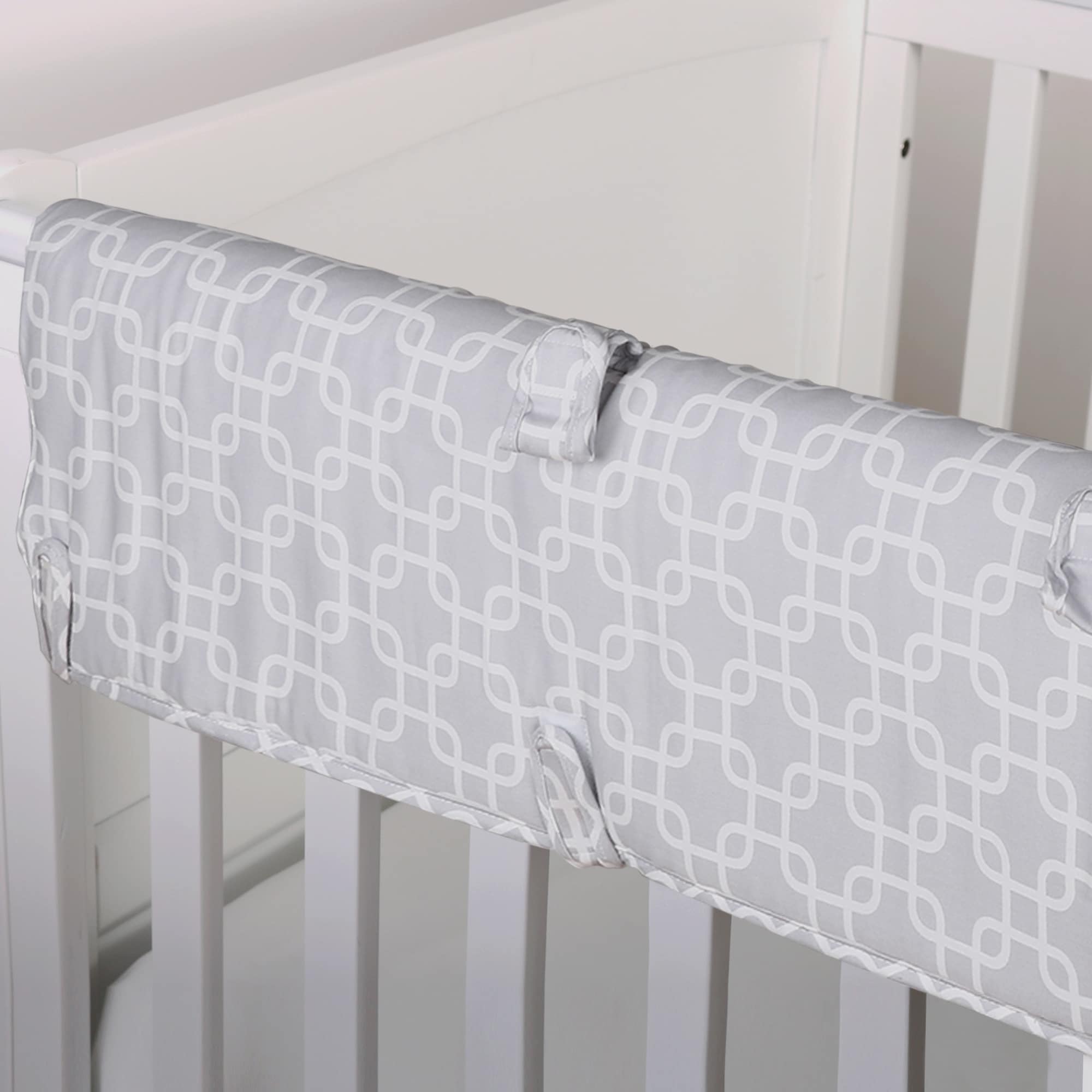 Shop The Peanut Shell Geo Print Padded Crib Rail Guard In Grey