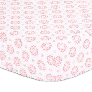 Peanutshell Light Coral Floral Fitted Crib Sheet