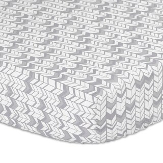 Peanutshell Silver Herringbone Fitted Crib Sheet