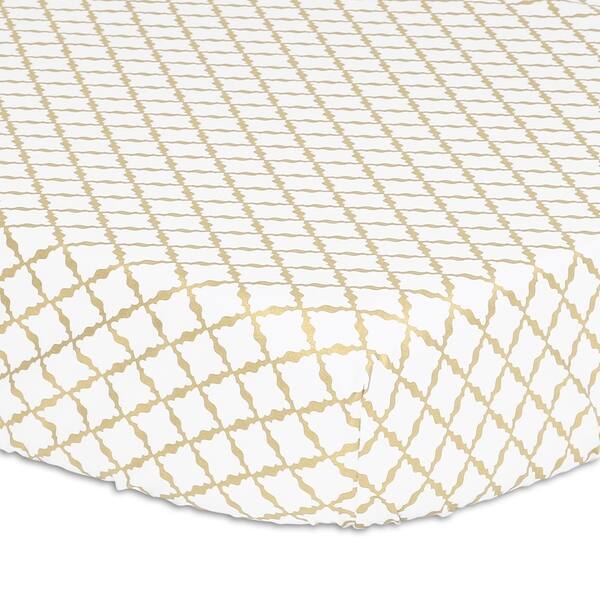 slide 1 of 1, Peanutshell Golden Lattice Fitted Crib Sheet