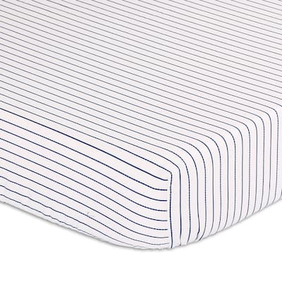 Blue Stripe Crib Sheet – Fitted Baby Crib Sheet With Elastic Corners