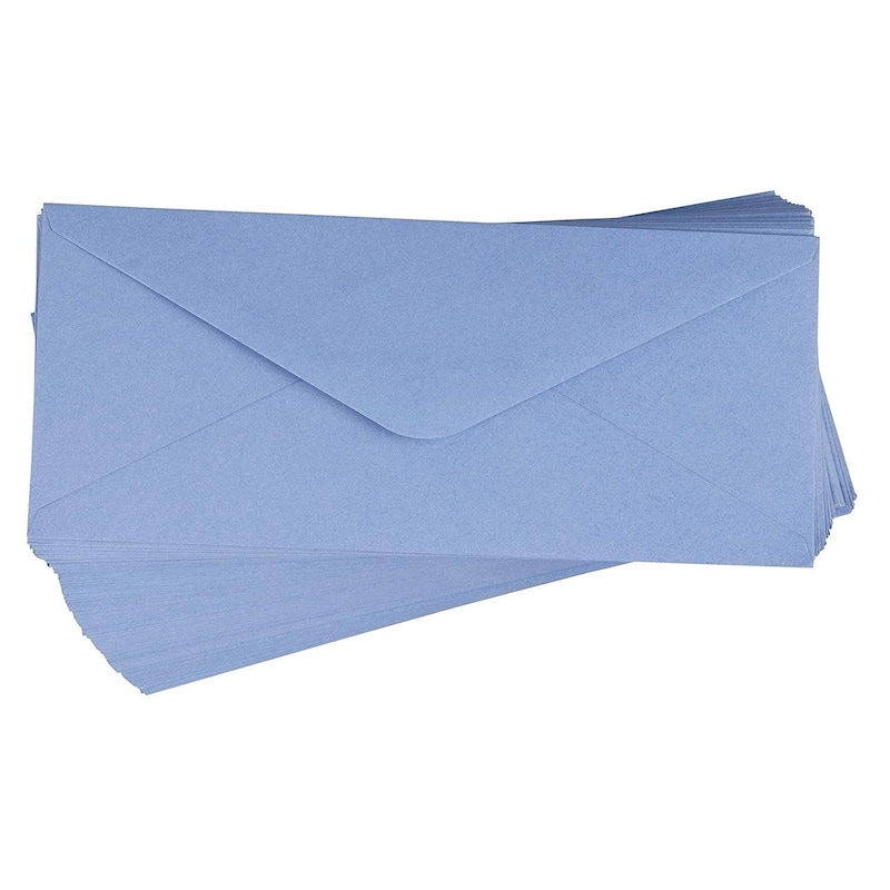 Paper Junkie 96-Pack #10 Standard V-Flap Windowless Business Envelopes Light Blue, 9.5"x4.12"