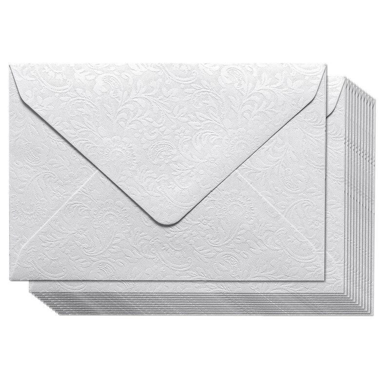 Paper Junkie 100pcs Small White Envelopes Floral Pattern for Thankyou Gift Cards Weddings
